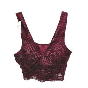 Aerie Lace Burgundy Lightly Lined Wire Free Bralette Bra Size Small NWT